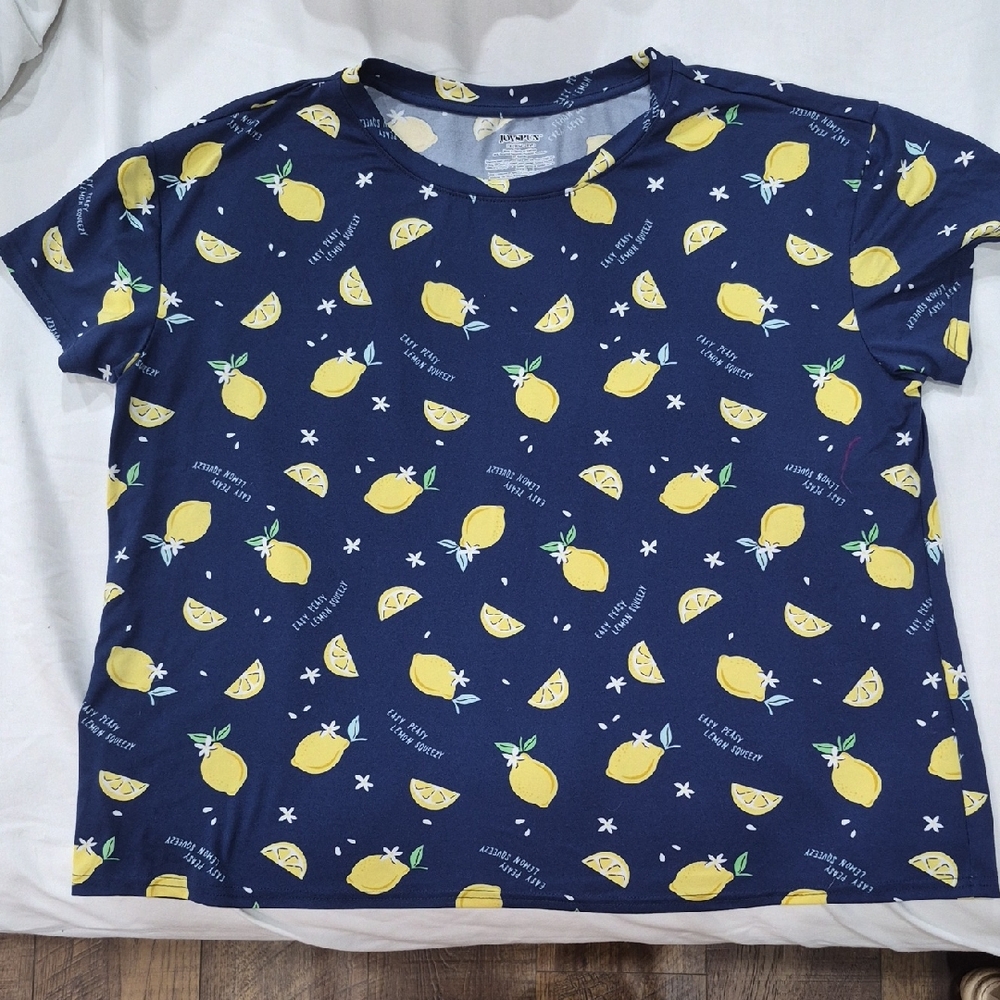 New JoySpun Lemon Coquette Pajama Top Size 2X Cutesy Easy Peasy